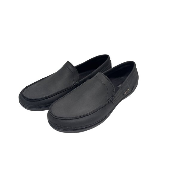 Crocs Shoes Mens 8 Casual Slip On Loafers Flats Comfort Black Gray Fabric - Picture 1 of 11